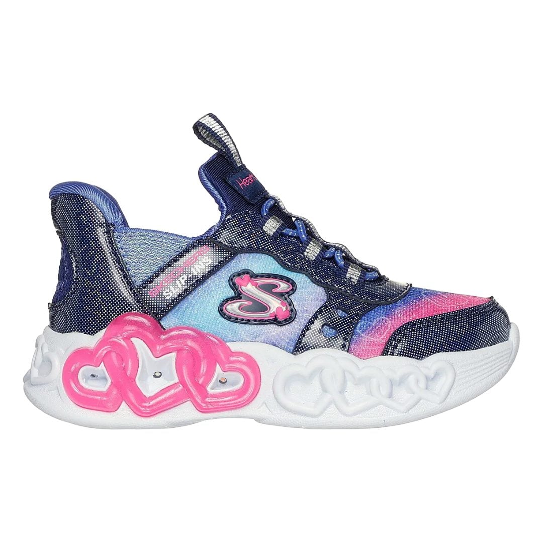 Zapatillas Infantiles Skechers Infinite Heart Lights con Luces Azul/Rosado