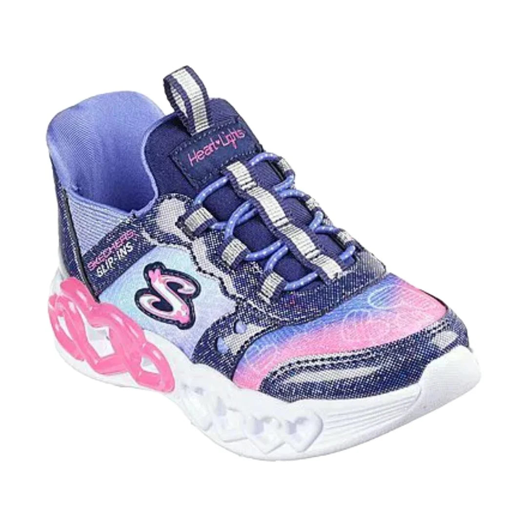 Zapatillas Infantiles Skechers Infinite Heart Lights con Luces Azul/Rosado